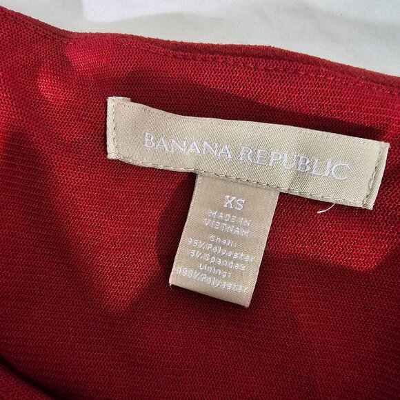 Banana Republic Dark Red Sleeveless Ruched Midi Dress XS Polyester/Spandex - Picture 5 of 7